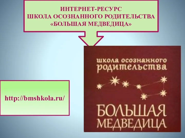 ИНТЕРНЕТ-РЕСУРС ШКОЛА ОСОЗНАННОГО РОДИТЕЛЬСТВА «БОЛЬШАЯ МЕДВЕДИЦА» http://bmshkola.ru/