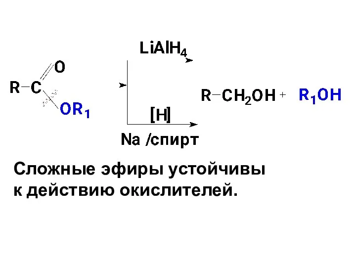 Сложные эфиры устойчивы к действию окислителей.