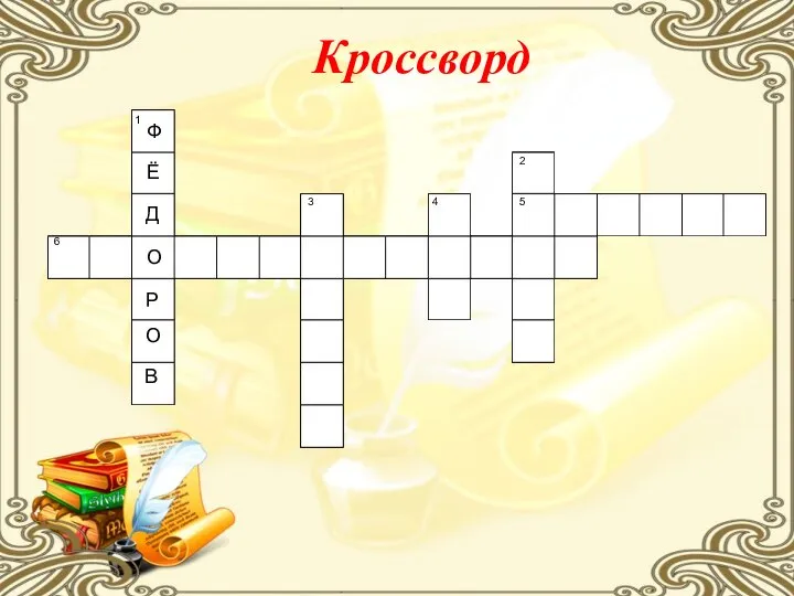 Кроссворд 1 6 3 4 2 5 Ф Ё Д О Р О В