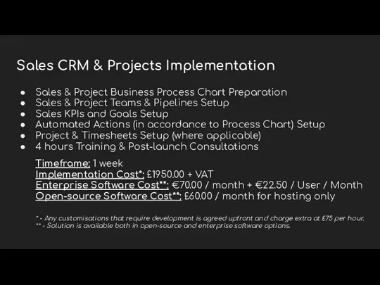 Sales CRM & Projects Implementation Sales & Project Business Process Chart Preparation