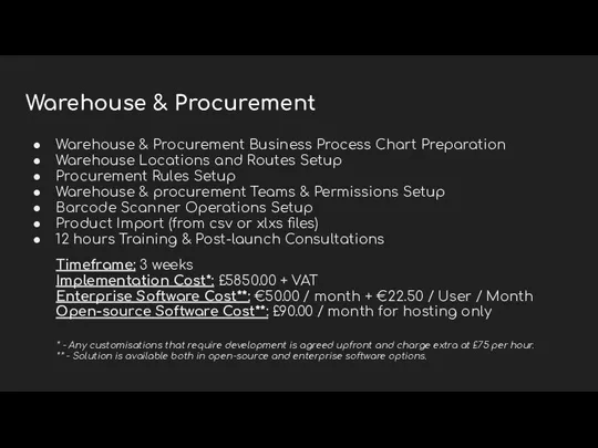 Warehouse & Procurement Warehouse & Procurement Business Process Chart Preparation Warehouse Locations