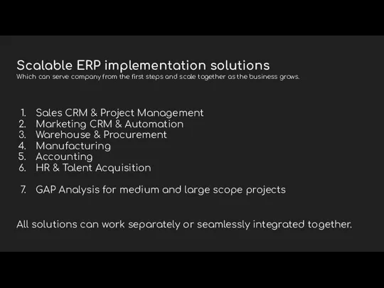 Scalable ERP implementation solutions Which can serve company from the first steps