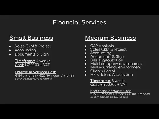 Financial Services Sales CRM & Project Accounting Documents & Sign Timeframe: 4