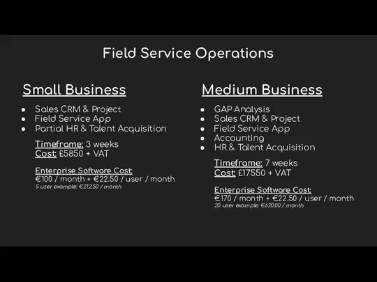 Field Service Operations Sales CRM & Project Field Service App Partial HR