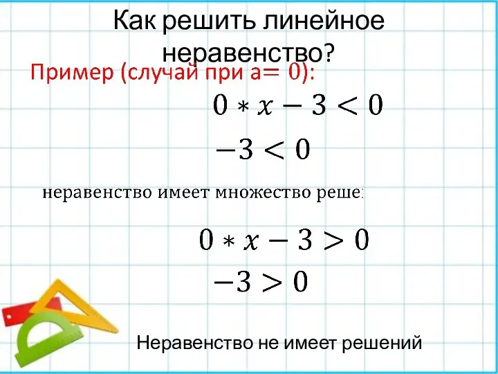 Как решить линейное неравенство? Неравенство не имеет решений