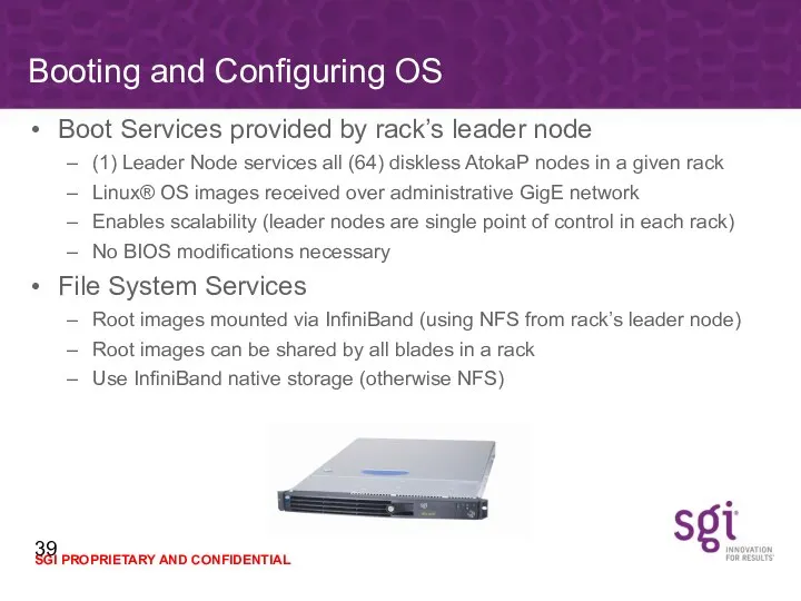 Boot Services provided by rack’s leader node (1) Leader Node services all