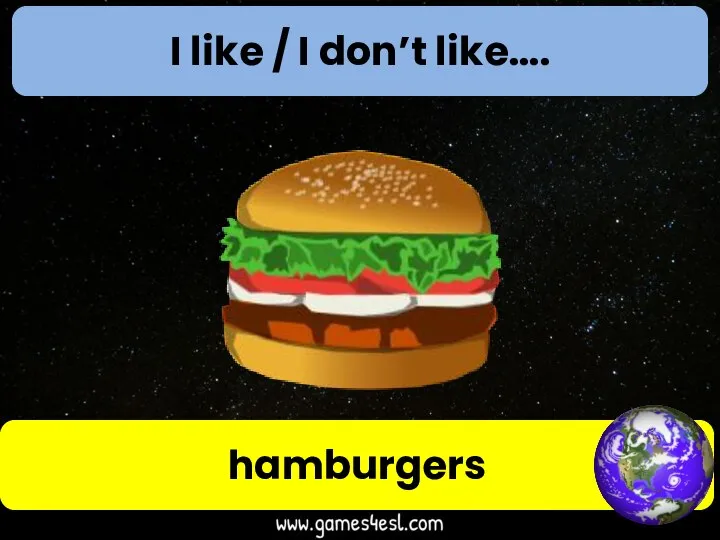 I like / I don’t like…. hamburgers