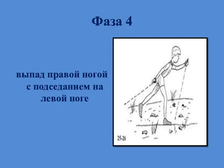 Фаза 4 выпад правой ногой с подседанием на левой ноге