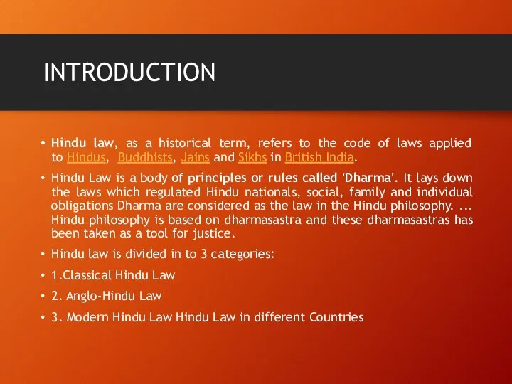 INTRODUCTION Hindu law, as a historical term, refers to the code of