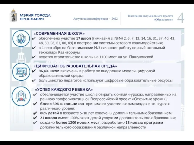 Августовская конференция – 2022 «СОВРЕМЕННАЯ ШКОЛА» обеспечено участие 17 школ (гимназия 3,