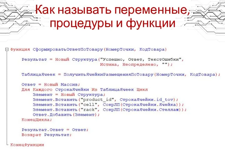 Как называть переменные, процедуры и функции