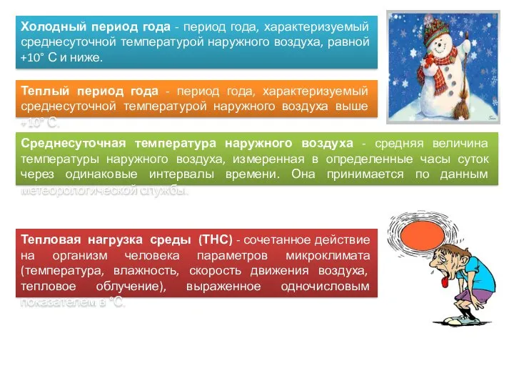 Холодный период года - период года, характеризуемый среднесуточной температурой наружного воздуха, равной