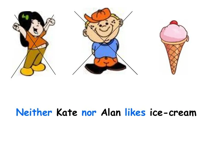 Neither Kate nor Alan likes ice-cream