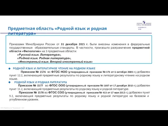Приказами Минобрнауки России от 31 декабря 2015 г. были внесены изменения в