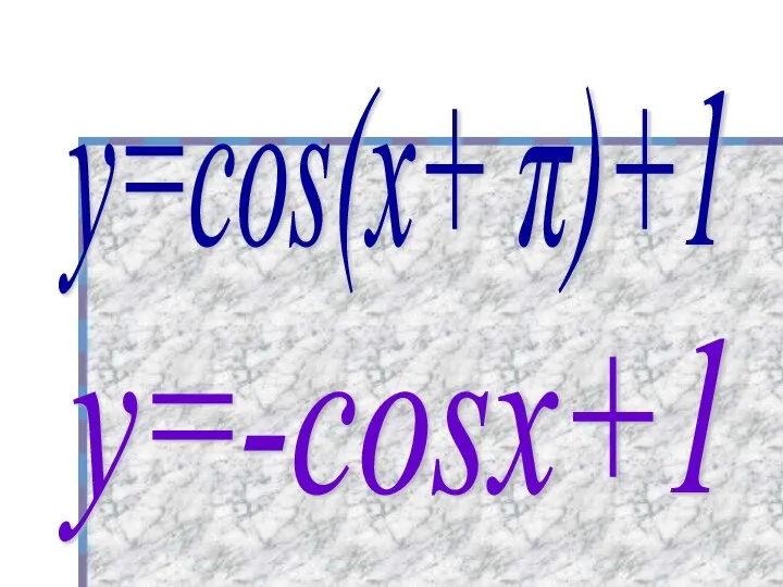 у=cos(х+ π)+1 у=-cosх+1