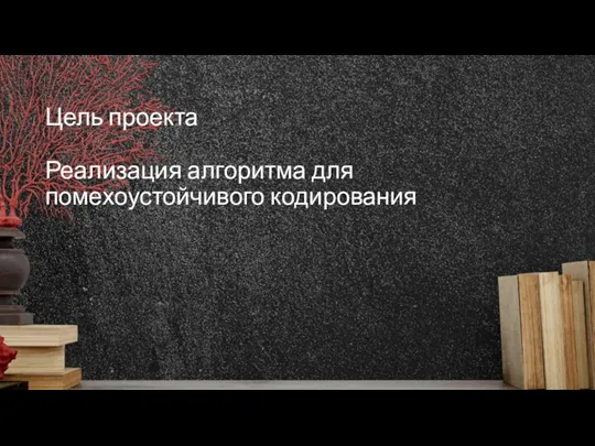 Цель проекта Реализация алгоритма для помехоустойчивого кодирования