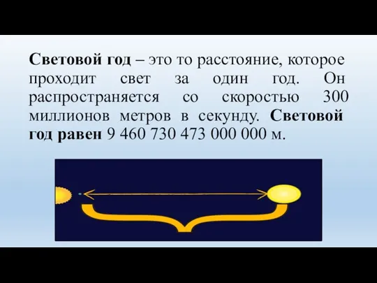 Световой год – это то расстояние, которое проходит свет за один год.