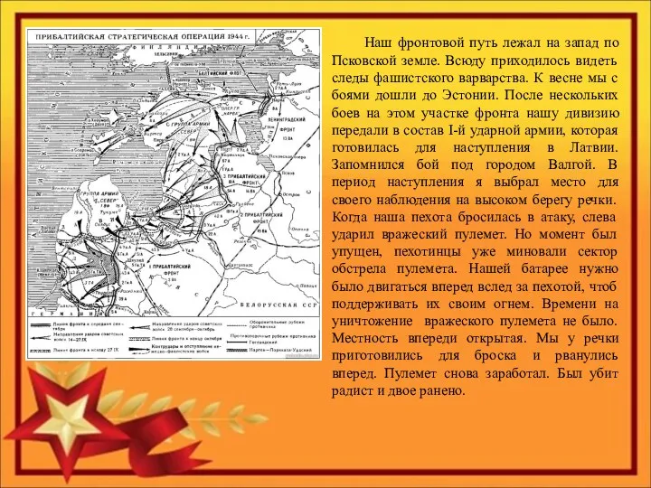 Наш фронтовой путь лежал на запад по Псковской земле. Всюду приходилось видеть