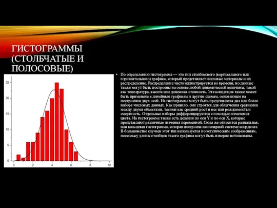 ГИСТОГРАММЫ (СТОЛБЧАТЫЕ И ПОЛОСОВЫЕ) По определению гистограмма — это тип столбикового (вертикального