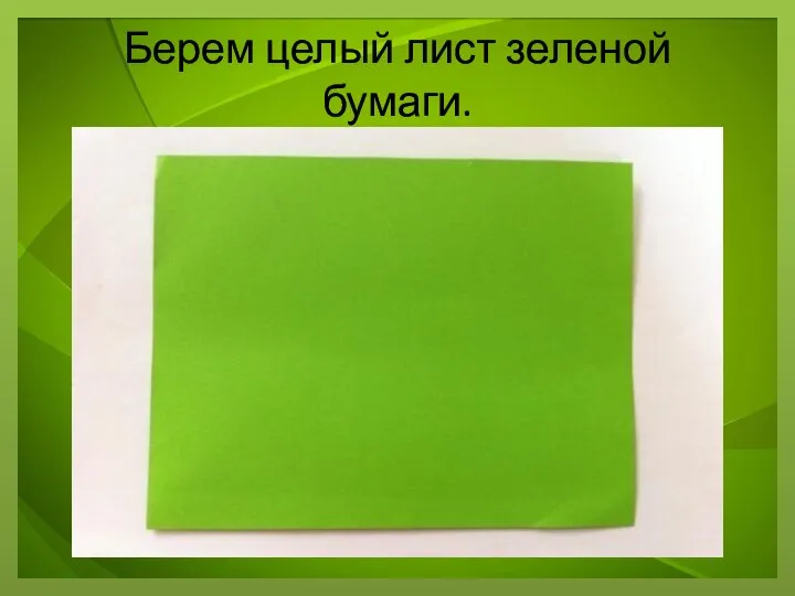 Берем целый лист зеленой бумаги.