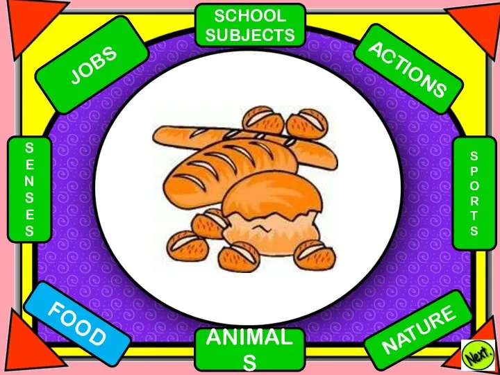 ACTIONS NATURE FOOD SCHOOL SUBJECTS ANIMALS S P O R T S