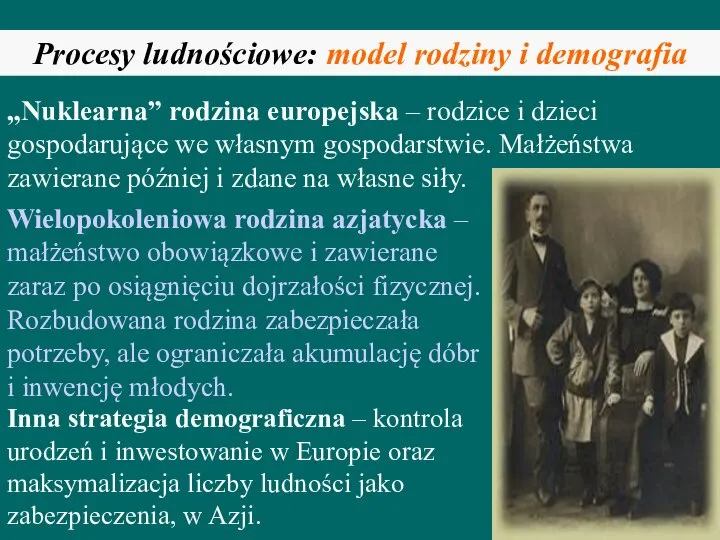 Procesy ludnościowe: model rodziny i demografia „Nuklearna” rodzina europejska – rodzice i