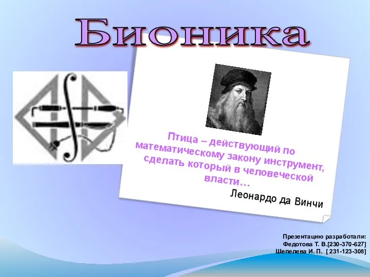 Птица – действующий по математическому закону инструмент, сделать который в человеческой власти…