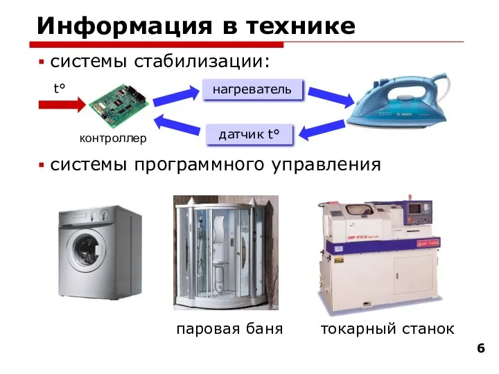 Информация в технике системы стабилизации: системы программного управления нагреватель датчик t° t°