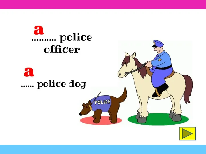………. police officer a …… police dog a