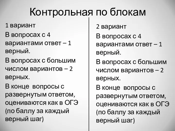 Контрольная по блокам 1 вариант В вопросах с 4 вариантами ответ –