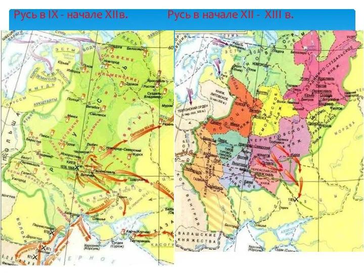 Русь в IX - начале XIIв. Русь в начале XII - XIII в.