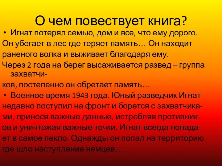 О чем повествует книга? Игнат потерял семью, дом и все, что ему