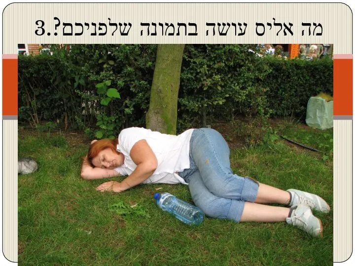 מה אליס עושה בתמונה שלפניכם?.3