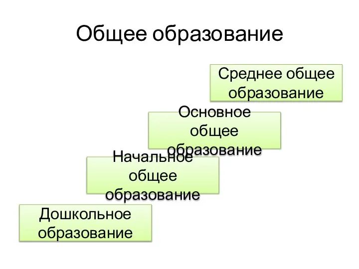 Общее образование Дошкольное образование Начальное общее образование Основное общее образование Среднее общее образование