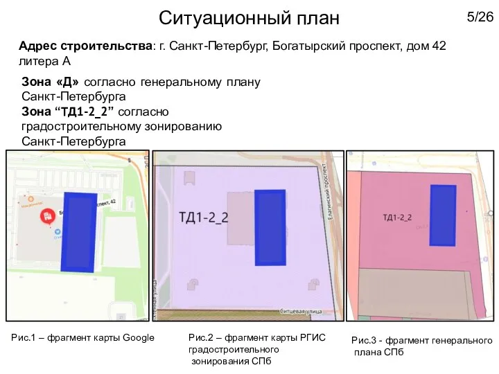 Ситуационный план Адрес строительства: г. Санкт-Петербург, Богатырский проспект, дом 42 литера А