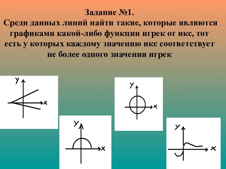 Задание №1. Среди данных линий найти такие, которые являются графиками какой-либо функции