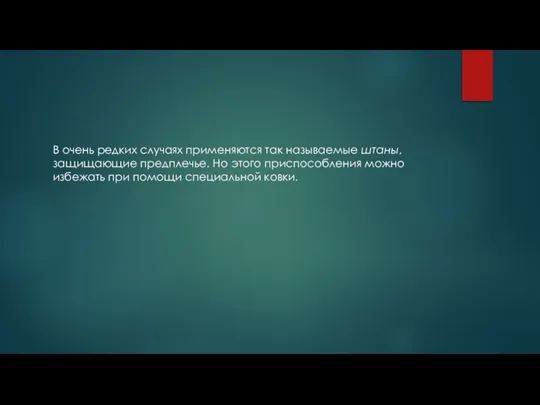 В очень редких случаях применяются так называемые штаны, защищающие предплечье. Но этого