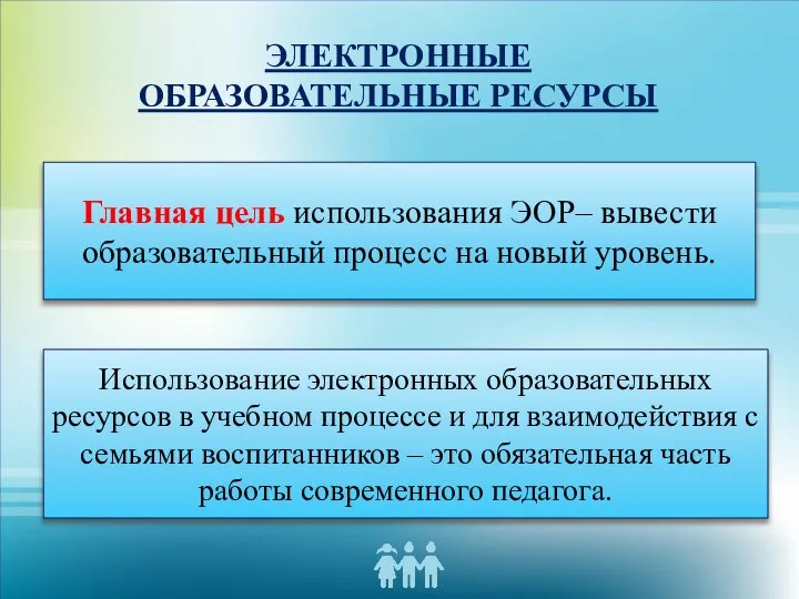 Главная цель использования ЭОР– вывести образовательный процесс на новый уровень. ЭЛЕКТРОННЫЕ ОБРАЗОВАТЕЛЬНЫЕ