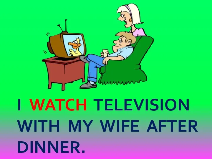 I WATCH TELEVISION WITH MY WIFE AFTER DINNER.