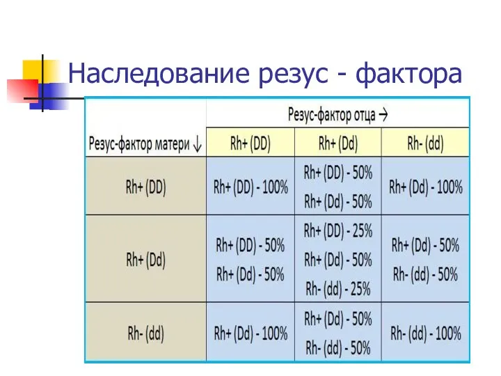 Наследование резус - фактора