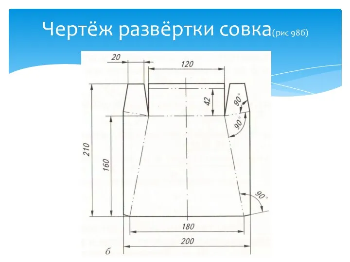 Чертёж развёртки совка(рис 98б)