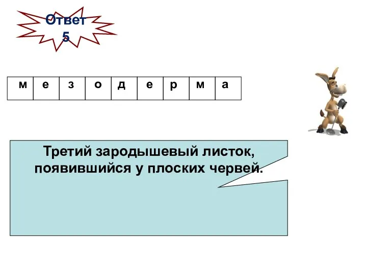 Третий зародышевый листок, появившийся у плоских червей. Ответ 5 д