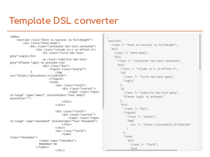 Template DSL converter