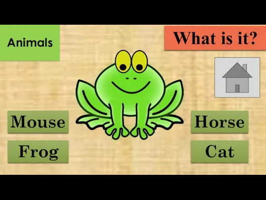 Horse Frog Mouse Cat What is it? Animals