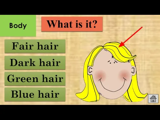 Blue hair Fair hair Green hair Dark hair What is it? Body