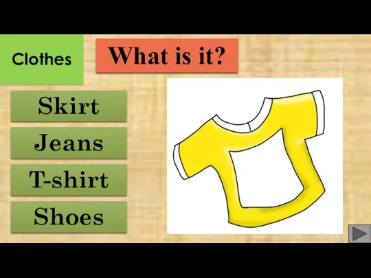 Shoes Jeans Skirt T-shirt What is it? Clothes