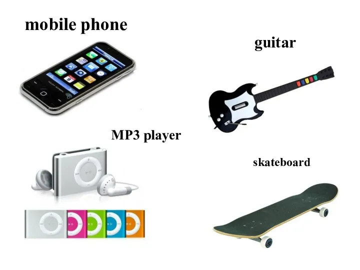 guitar mobile phone skateboard MP3 player