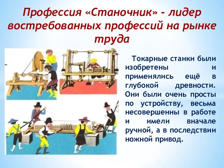 Профессия «Станочник» - лидер востребованных профессий на рынке труда Токарные станки были