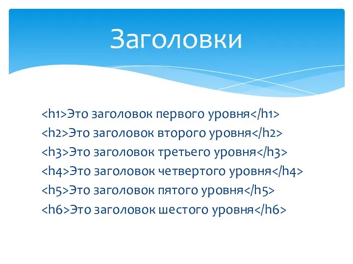 Это заголовок первого уровня Это заголовок второго уровня Это заголовок третьего уровня