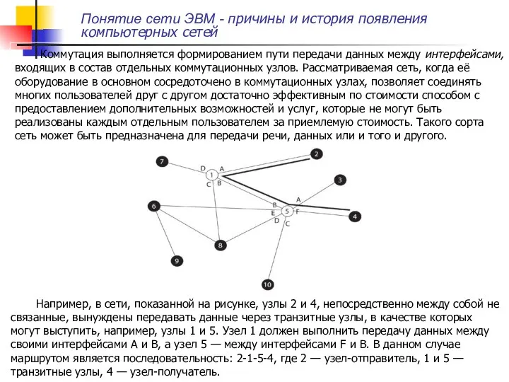 Коммутация выполняется формированием пути передачи данных между интерфейсами, входящих в состав отдельных